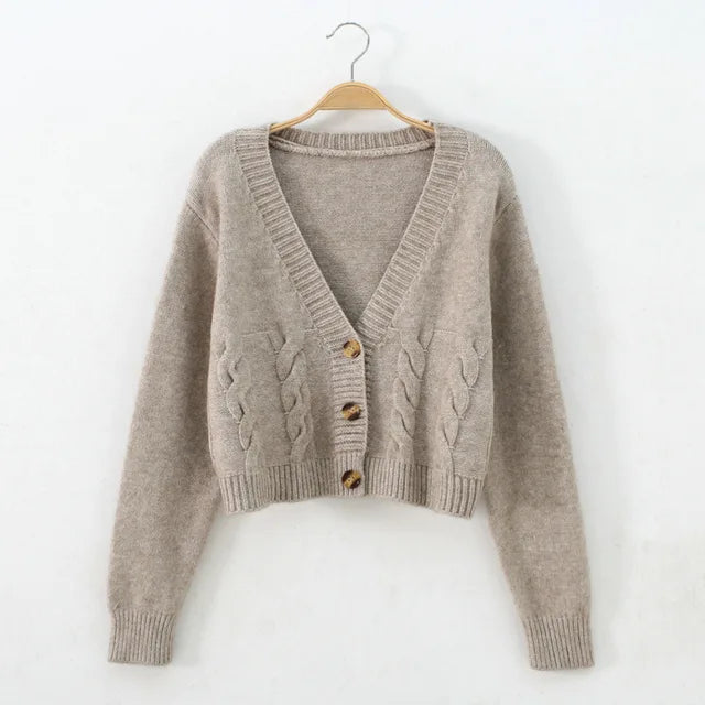 Women Long Sleeve Twist Knitted Sweater